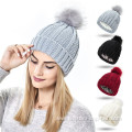 Faux Fur Pom Pom Satin Silked Lined Beanie